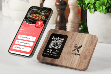 Device scanning a QR Code to view the menu.