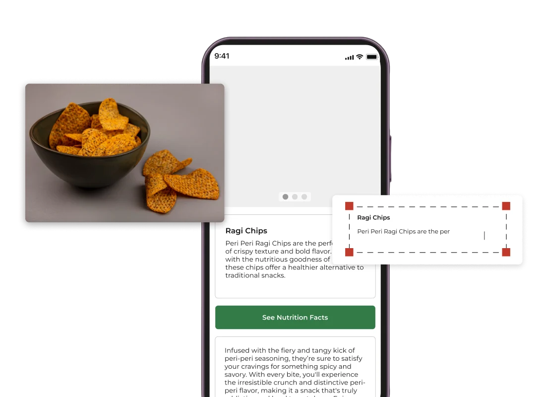 Scanova Dynamic QR Code destination being updated on Ragi Chips product page after packaging is in distribution